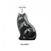 Hematite Sitting Cat 20x30mm Pendant,Top Drilled